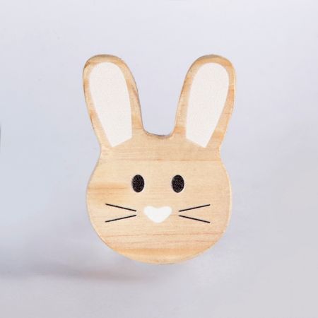 Handcrafted Pine Wood Rabbit Face Knob